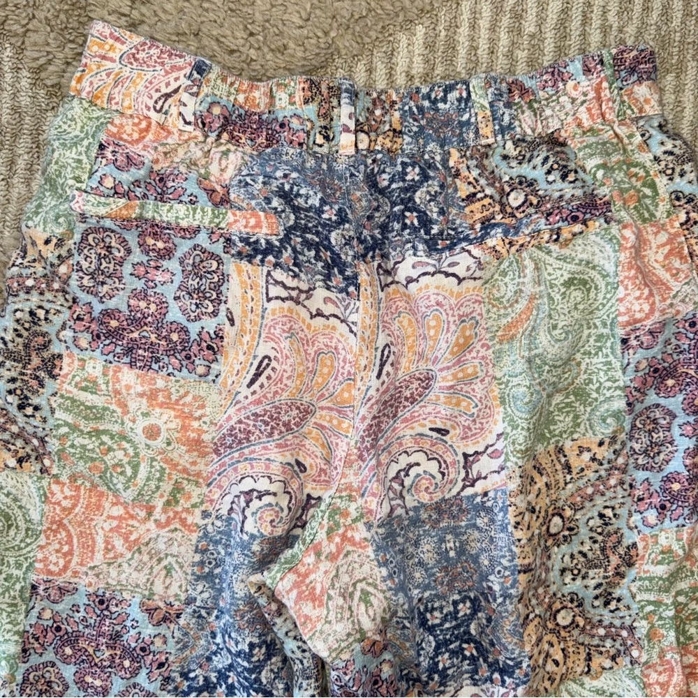 Linen Patchwork Multicolor Pants With Paisley Pri… - image 5